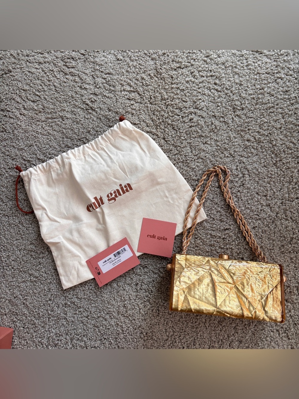 Cult Gaia Hajar Gold Acrylic Shoulder Bag Clutch Purse